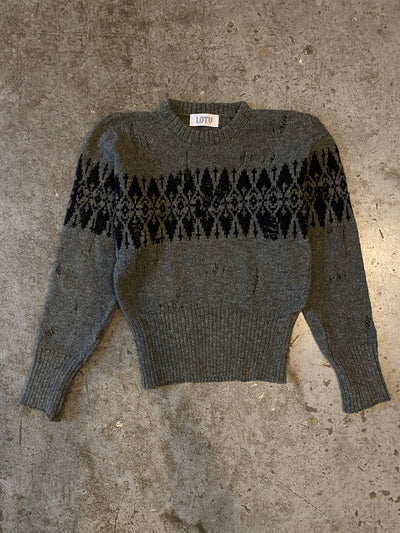 Distressed Fairisle jumper-Lilies of the Valley-APOC STORE