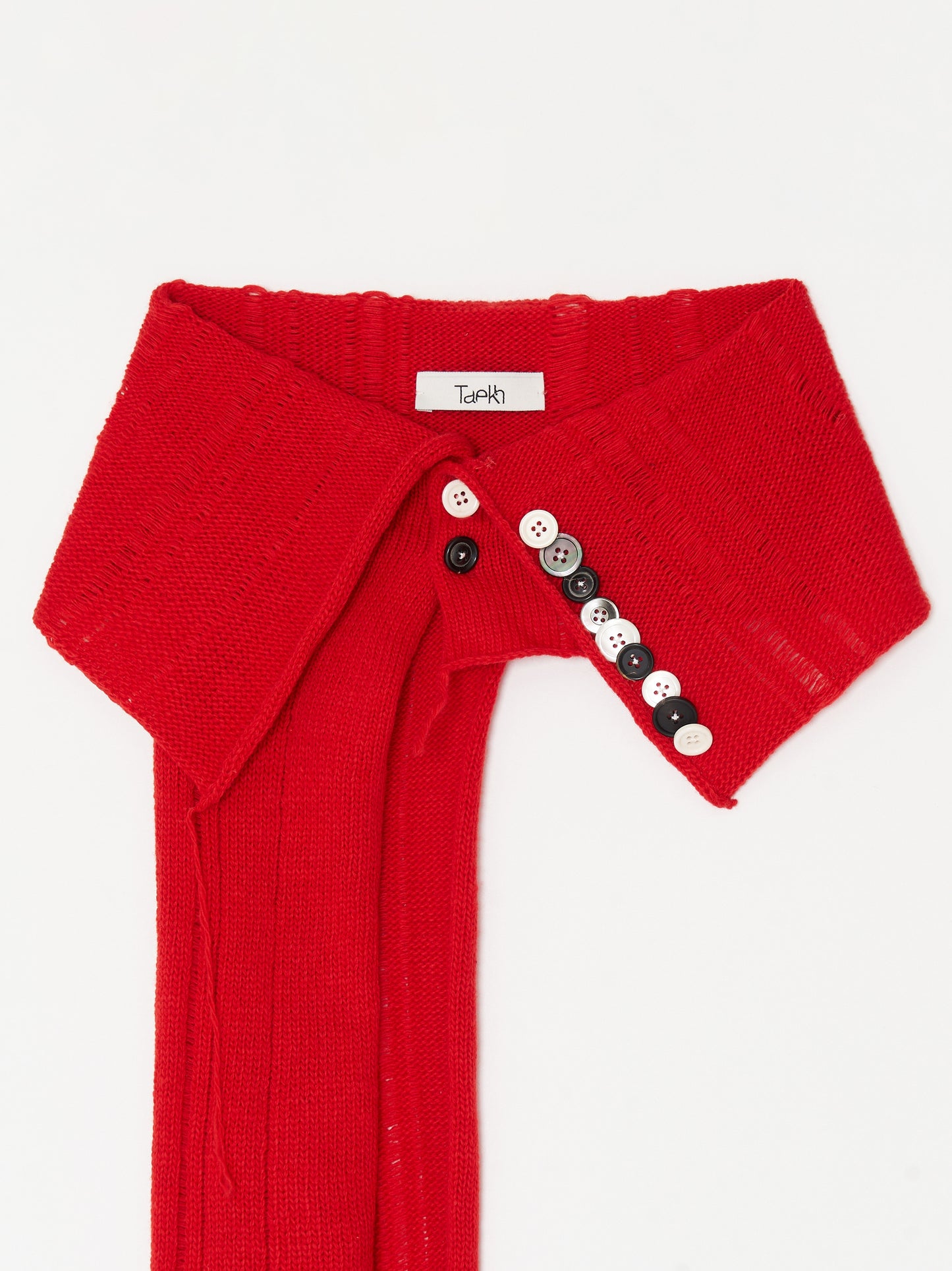 Button Work Cashmere Scarf 001 - Red-Taekh-APOC STORE