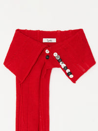 Button Work Cashmere Scarf 001 - Red-Taekh-APOC STORE