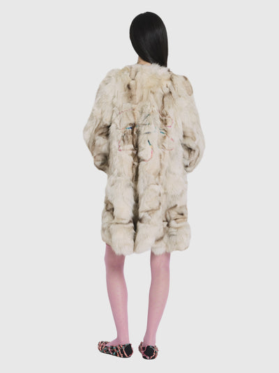 Fur Coat With Embroidery-Nensi Avetisian-APOC STORE