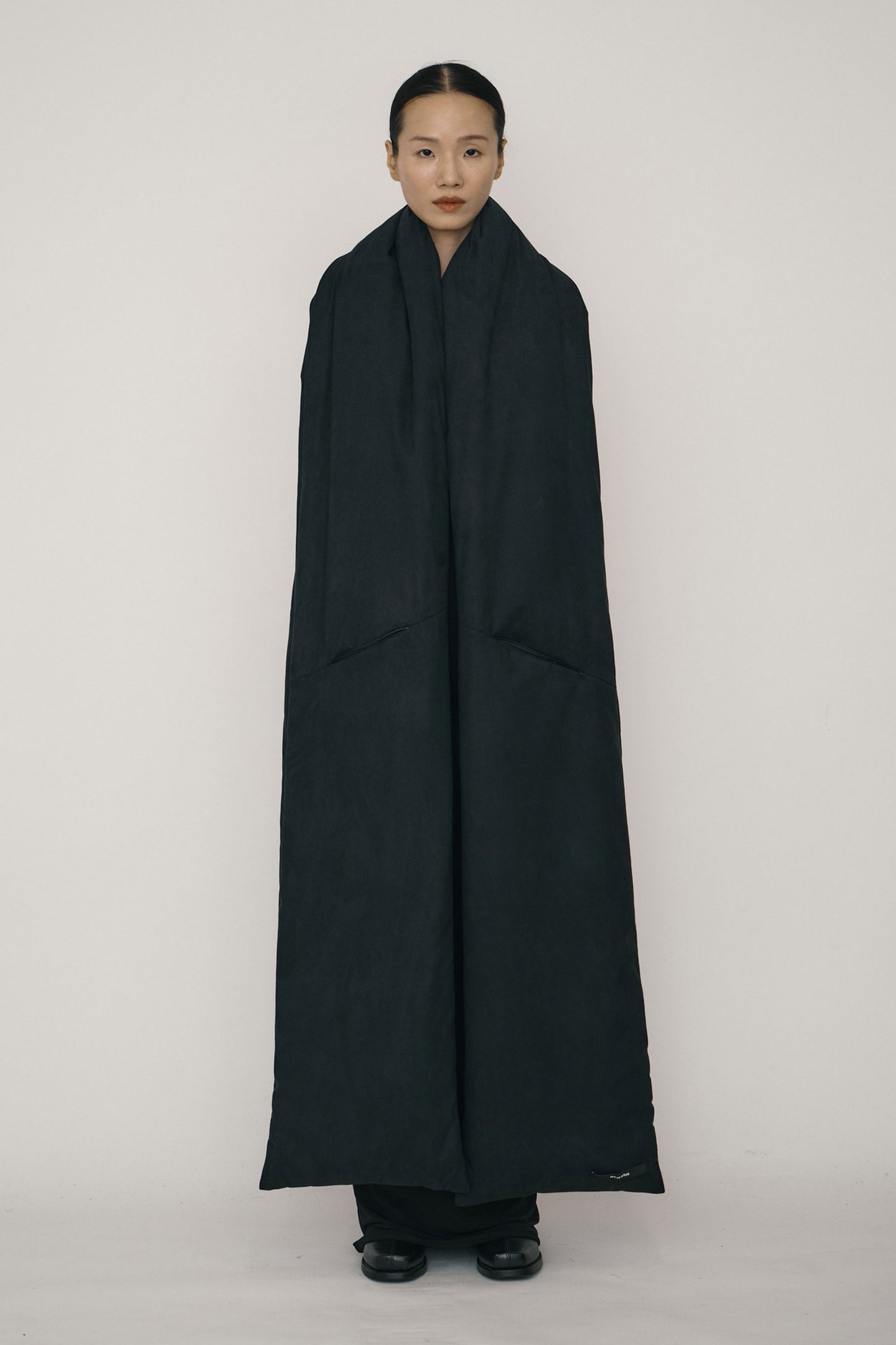 Black Faux-Suede Padded Maxi Scarf-arc us arkus-APOC STORE
