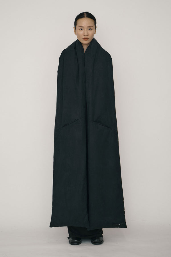 Black Faux-Suede Padded Maxi Scarf-arc us arkus-APOC STORE