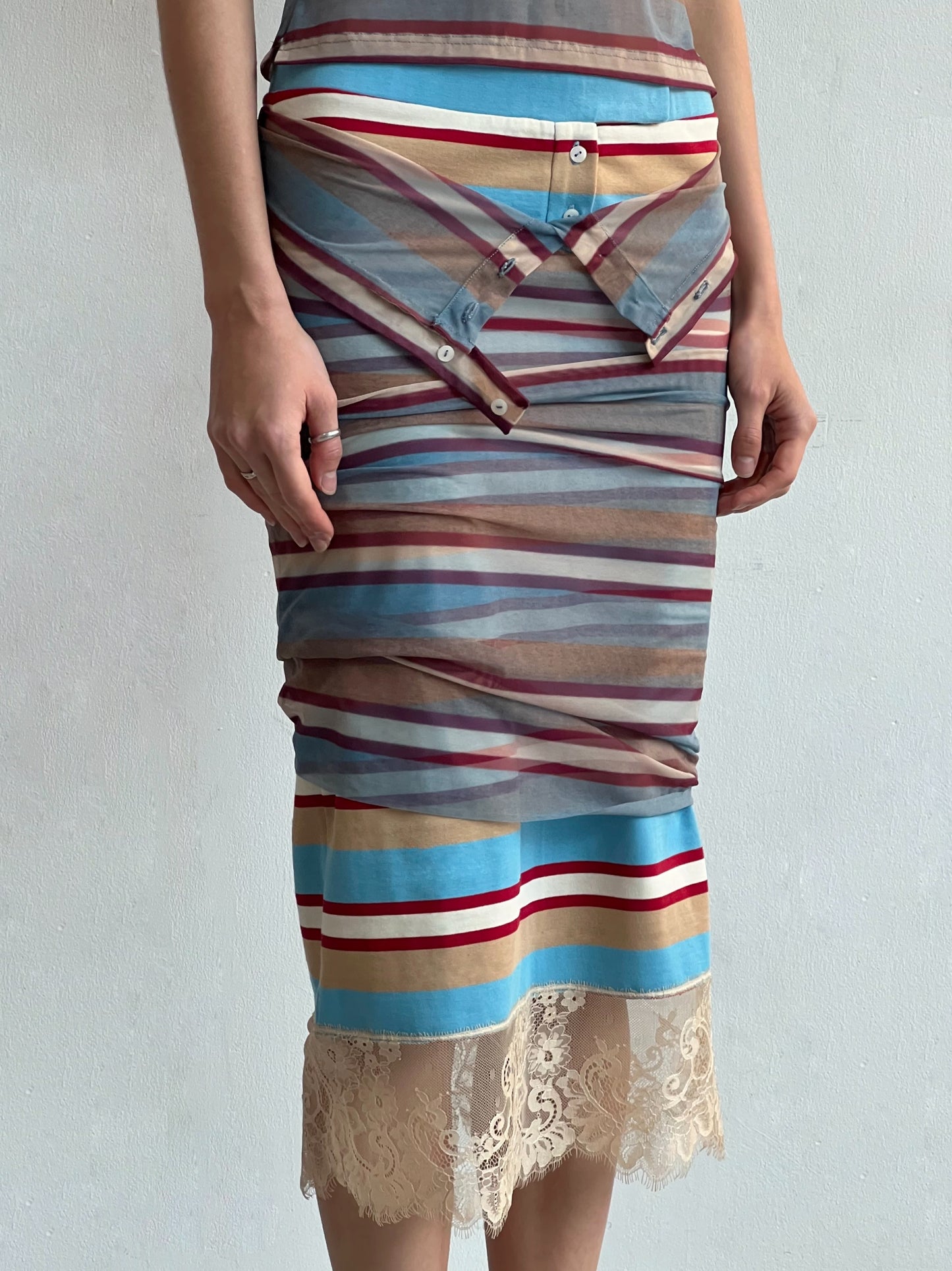 Lace-Trimmed Cotton Knit Skirt-Nastyamasha-APOC STORE