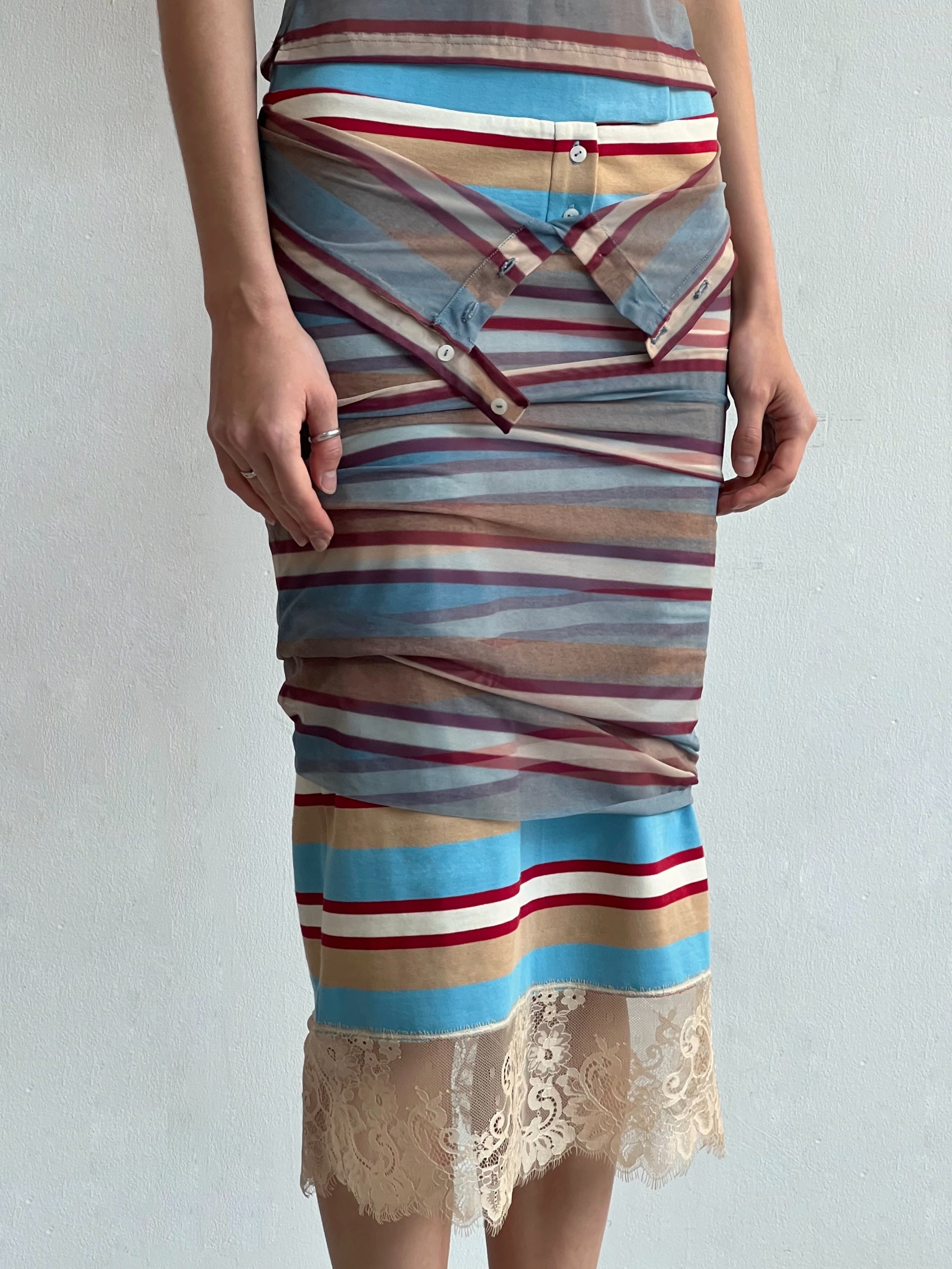 Lace-Trimmed Cotton Knit Skirt-Nastyamasha-APOC STORE