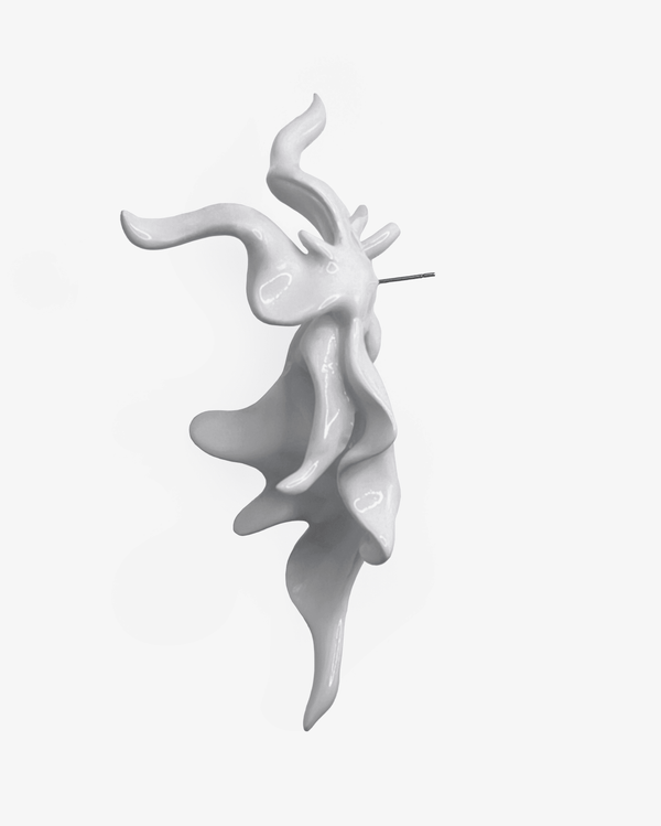 White Sculptural Flower Earrings-WHYNOEN-APOC STORE