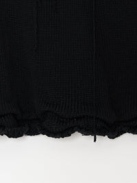 Hand Distressed Collar Cashmere Knit 002 - Black-Taekh-APOC STORE