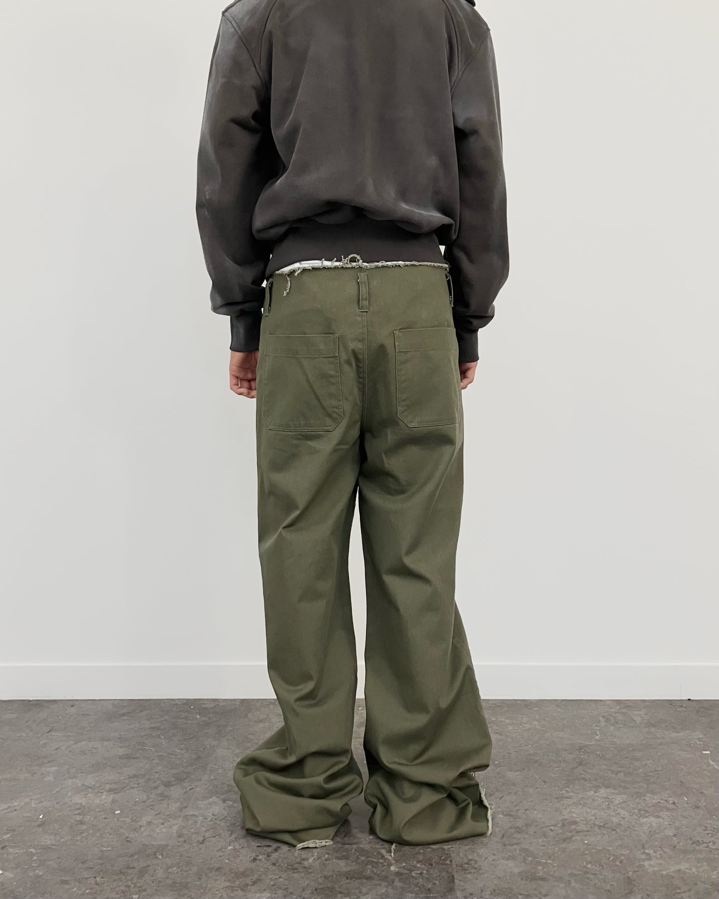 EXTENDED ZIP FLARE PANTS KHAKI-EGNARTS-APOC STORE
