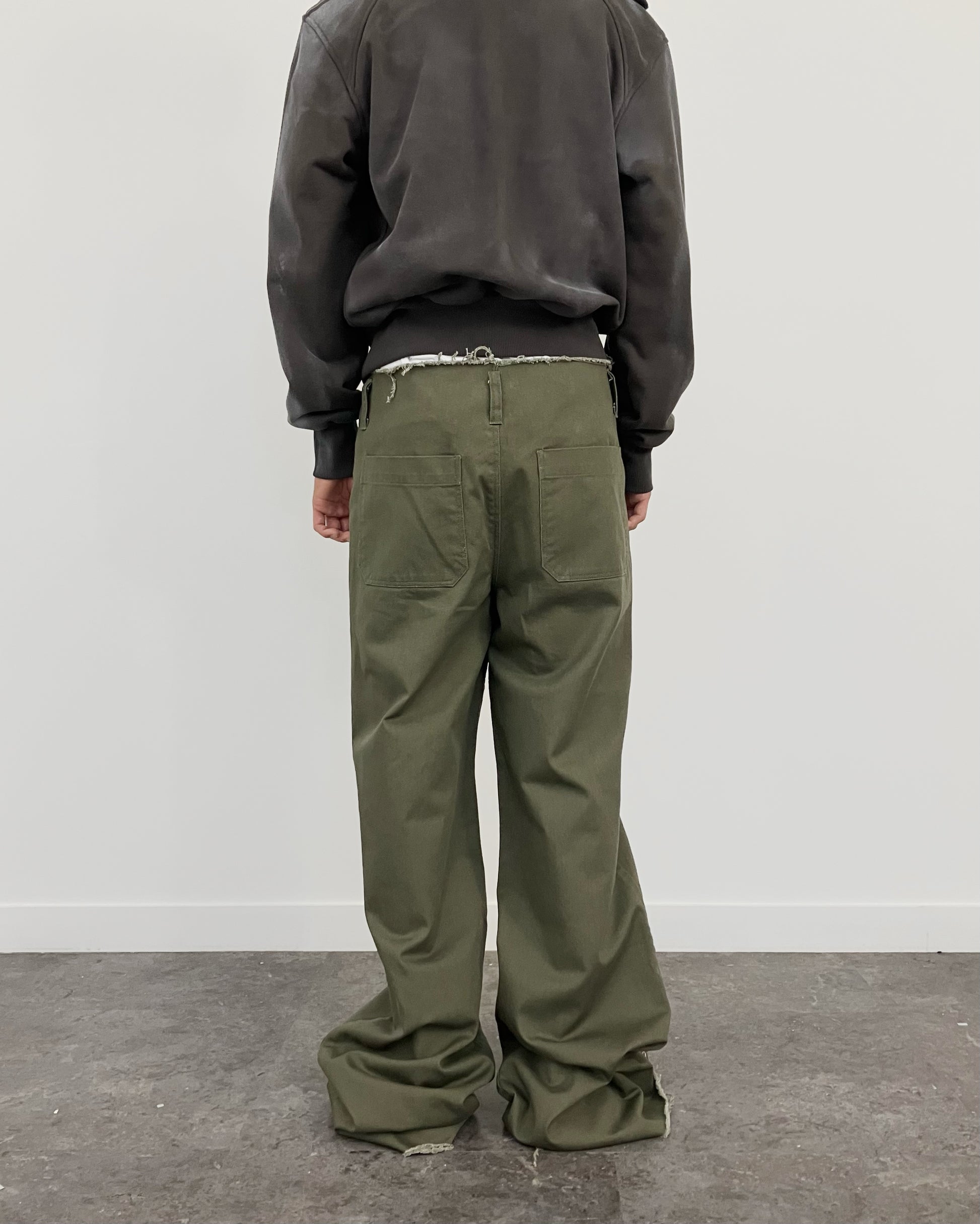 EXTENDED ZIP FLARE PANTS KHAKI-EGNARTS-APOC STORE