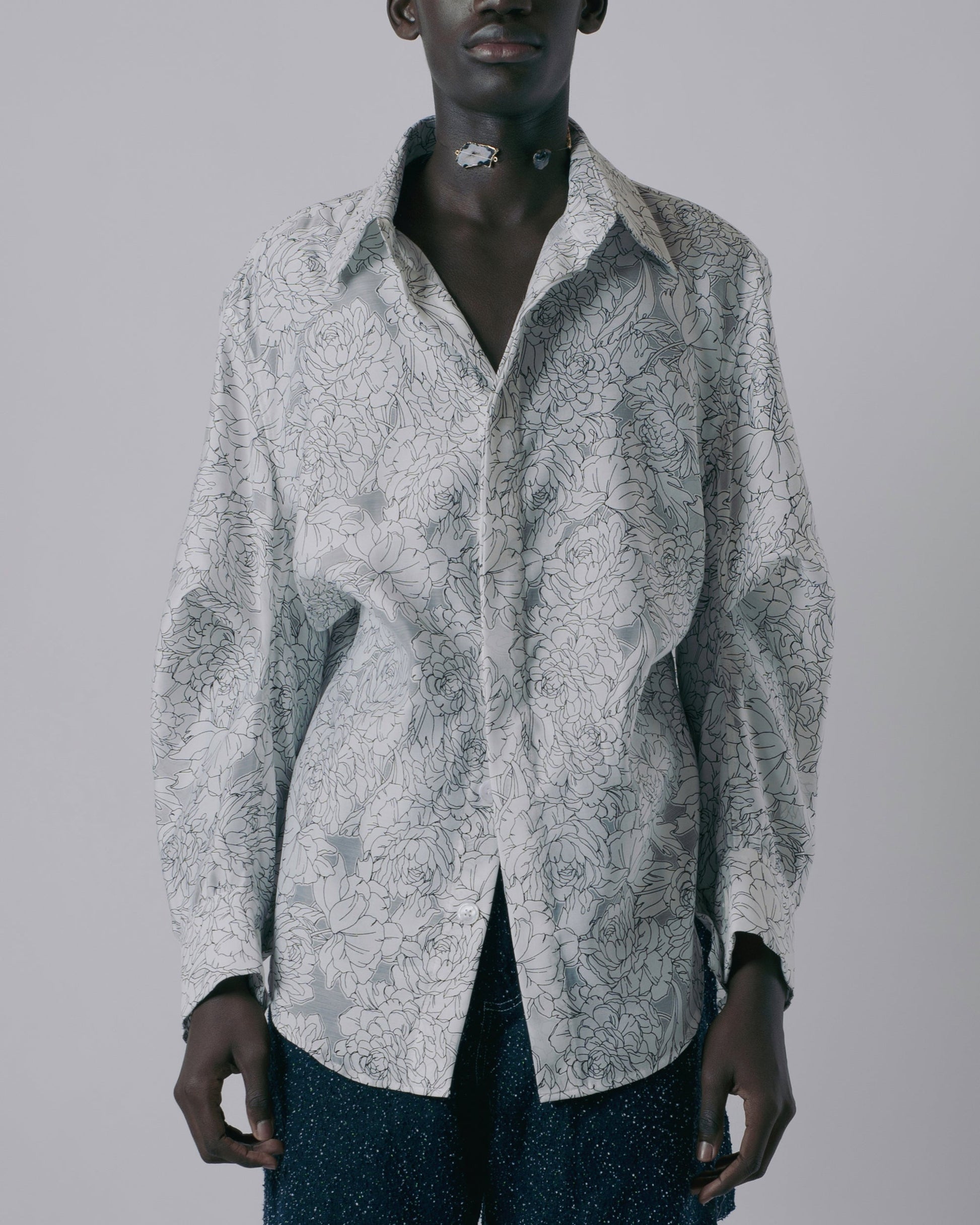 "DEVORÉ PEONIES" ORIGAMI SHIRT-KAWAkEY-APOC STORE