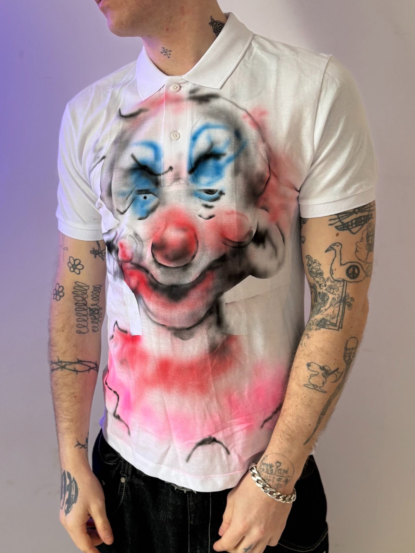 Sketch of a clown white school polo-Mia Violet-APOC STORE