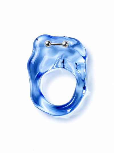 Brutalist Pierced Glass Ring 0117-Rain and Rivers-APOC STORE