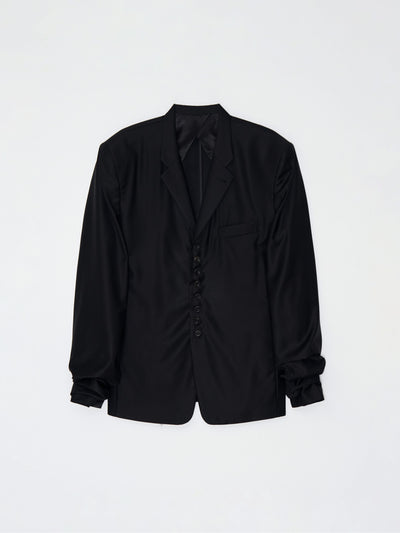 Glitched Sleeve Tailored Jacket 001 _ Black-Taekh-APOC STORE