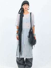 Fringe headscarf charcoal-Nibgnus-APOC STORE