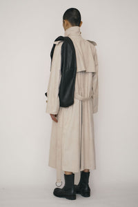 Khaki Faux-Suede Double-breasted Raglan Trench Coat-arc us arkus-APOC STORE