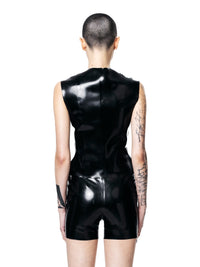 Black Fitted Zip-up Vest Top-Harri-APOC STORE