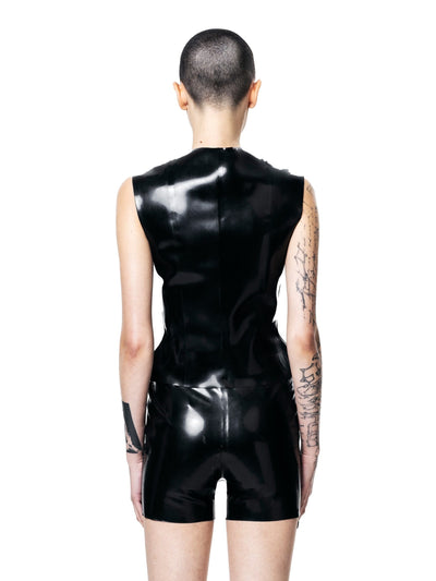 Black Fitted Zip-up Vest Top-Harri-APOC STORE