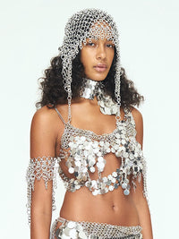Aluminum Disc Fringe Top - SILVER-JALACONDA-APOC STORE