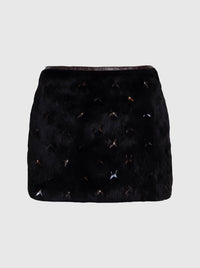 Fur Mini Skirt with Stars-Nensi Avetisian-APOC STORE