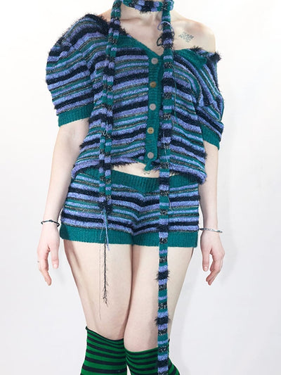 Green/blue deux-piece shorts