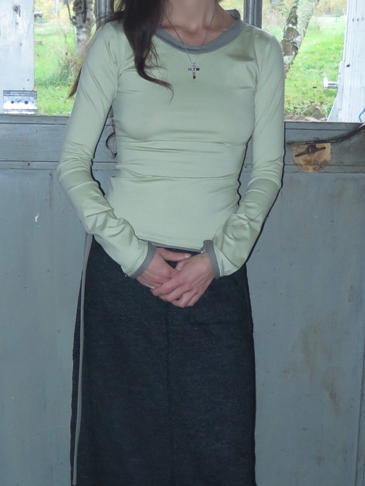 Hazel top almond green-ATH-APOC STORE