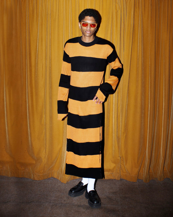 FOOTY SCARF JUMPER DRESS BLACK/OCHRE-Adam Jones-APOC STORE