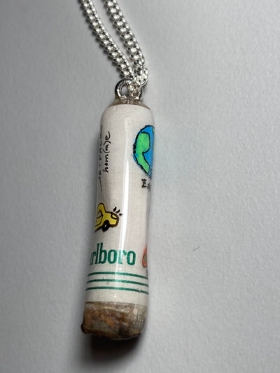 Painted Cigarette Butt Necklace (White)-Jetpack Hom(m)e-APOC STORE