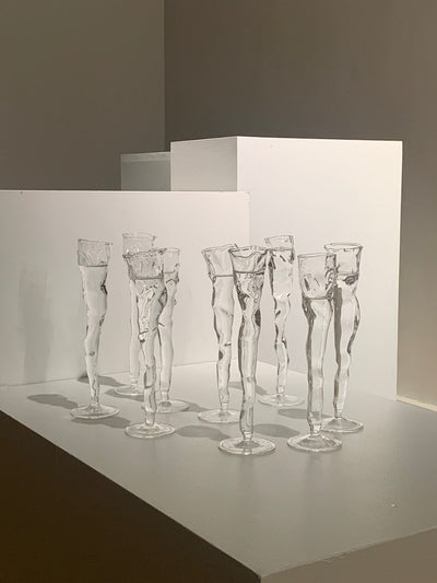 Set of Glasses 0005 – Sculptural Borosilicate Wine Glasses-Rain and Rivers-APOC STORE