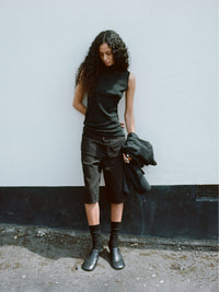 Sling Denim Shorts Black-René Scheibenbauer-APOC STORE