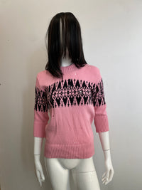Distressed Fairisle 3/4 sleeve jumper-Lilies of the Valley-APOC STORE