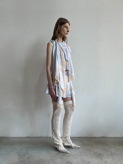 Lace-Trimmed Satin Skirt-Nastyamasha-APOC STORE