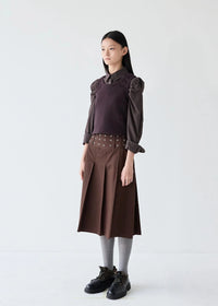 EYELET PLEATS SKIRT-SAENGIN STUDIOS-APOC STORE