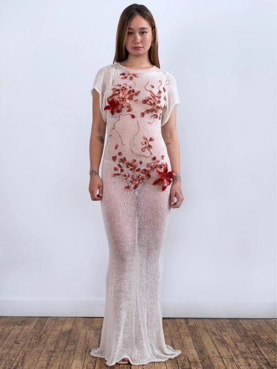 Fortune Silk Cocoon Sheer Wedding Maxi Dress-GRACE GUI-APOC STORE