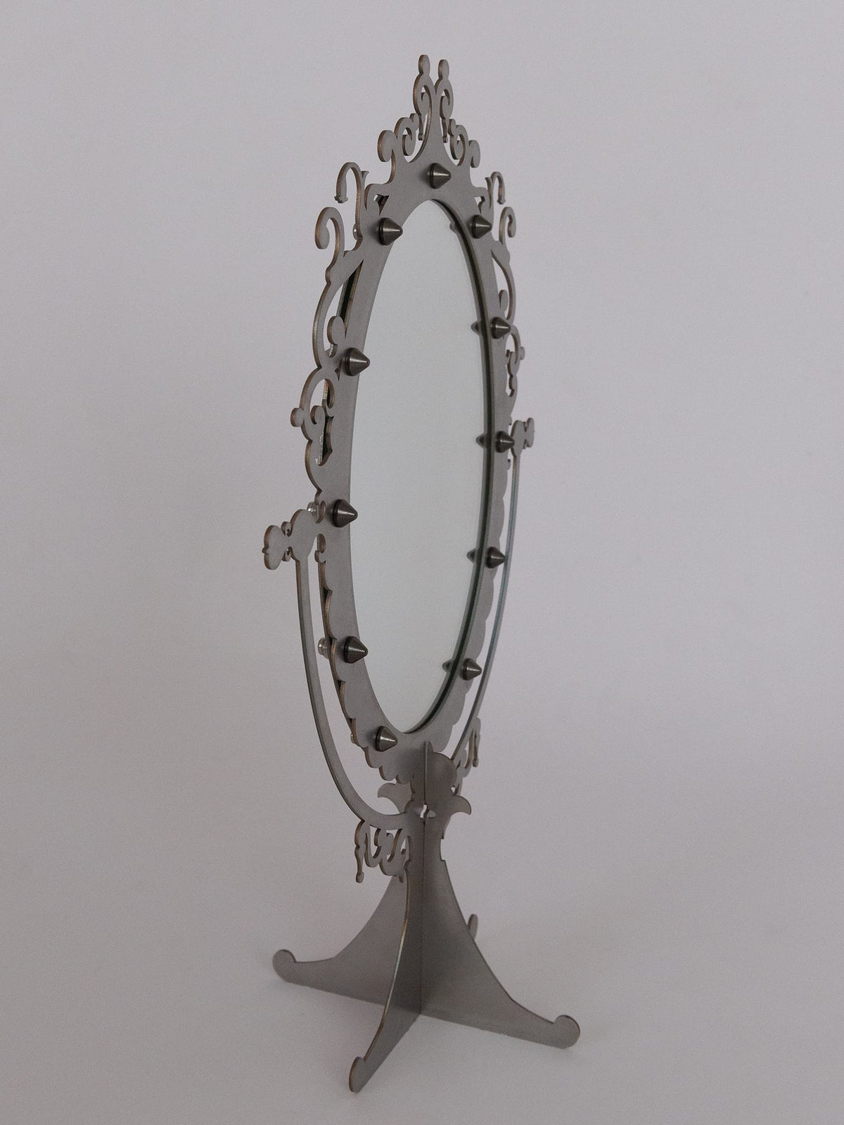 STUDDED VANITY MIRROR - METAL BLACK-100100-APOC STORE