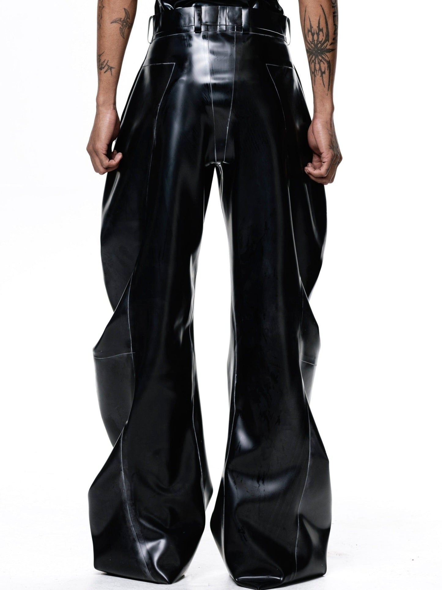 Black Latex Deflated Trousers-Harri-APOC STORE