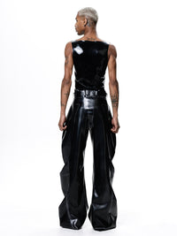 Black Latex Deflated Trousers-Harri-APOC STORE