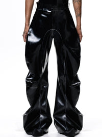 Black Latex Deflated Trousers-Harri-APOC STORE