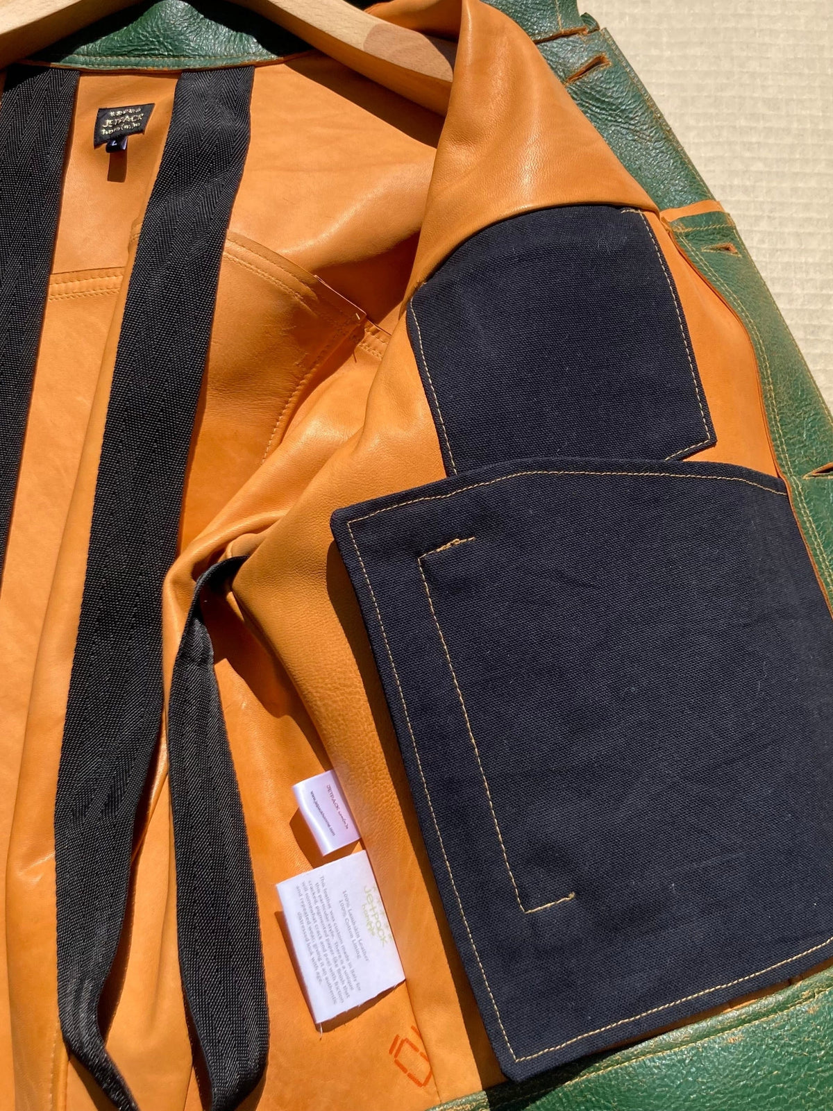 Green/Tan Leather Jacket:-Jetpack Hom(m)e-APOC STORE