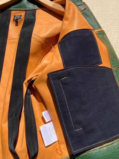 Green/Tan Leather Jacket:-Jetpack Hom(m)e-APOC STORE