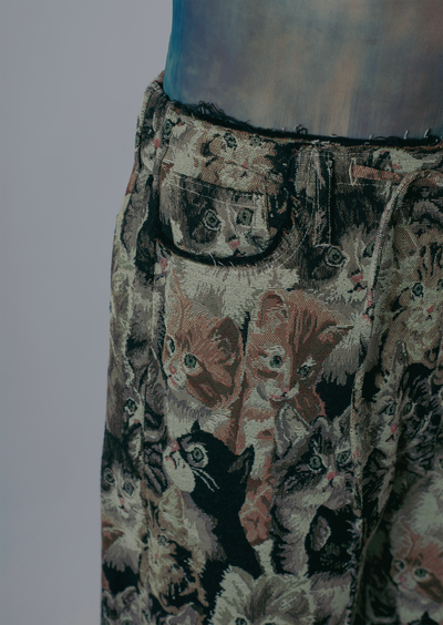 "VINTAGE CATS" DECONSTRUCTED BAGGY JOGGERS-KAWAkEY-APOC STORE