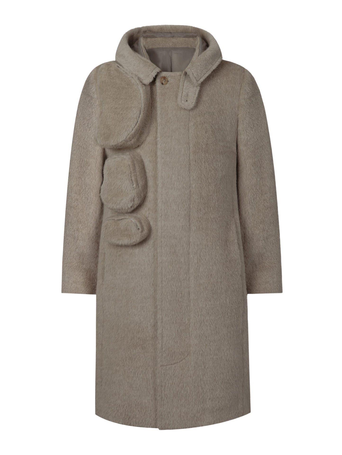 Architectural Hood Alpaca Coat (Stone Taupe)-MINKIMHO-APOC STORE