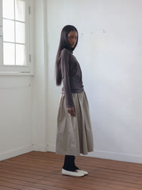 Coated Cotton Gathered Skirt -Beige-Julye Han-APOC STORE