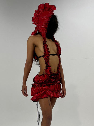 Red Mohawke Dress-Alectra Rothschild / Masculina-APOC STORE