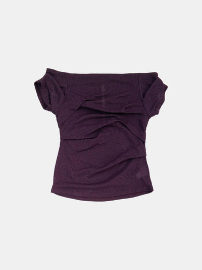 draping off-shoulder top purple-Lalameemee-APOC STORE