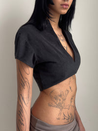 Black Faux Suede Top-Jaoka Jaokha-APOC STORE