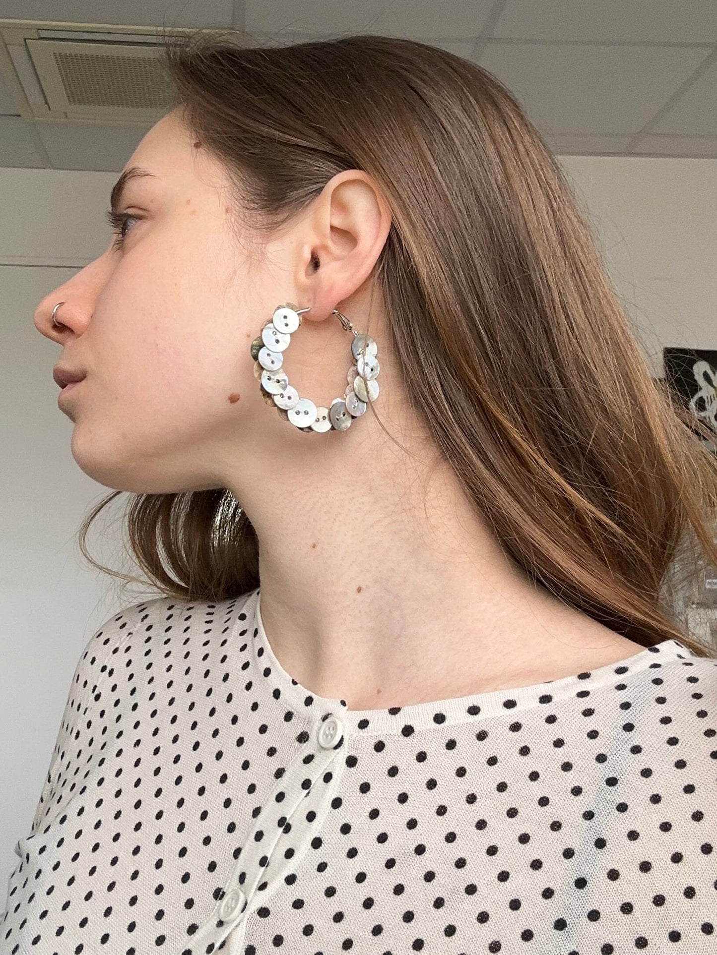 Pearl button earrings-Alisa Cayoo-APOC STORE