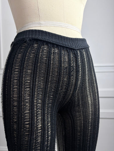 Two tone ribbed knit trousers-SANIA PARVEZ-APOC STORE