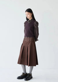 EYELET PLEATS SKIRT-SAENGIN STUDIOS-APOC STORE