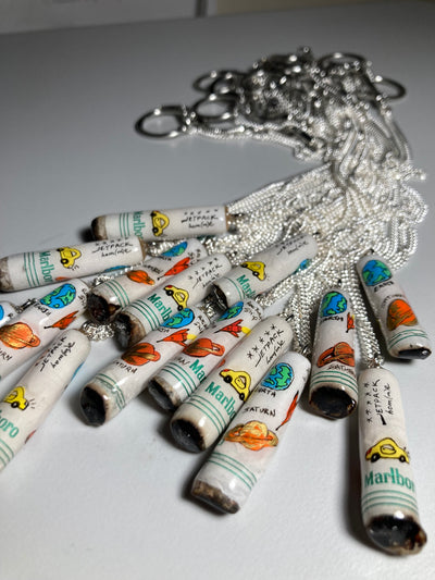 Painted Cigarette Butt Necklace (White)-Jetpack Hom(m)e-APOC STORE