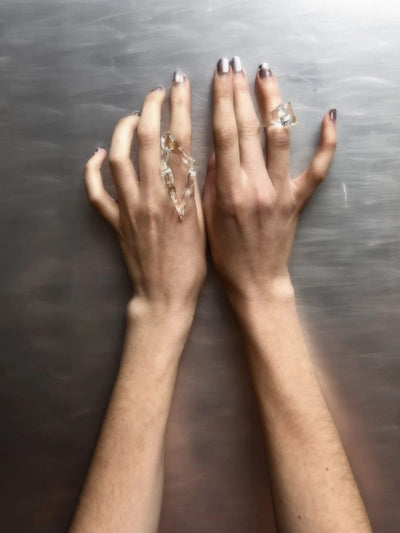 Rombo Long Glass Statement Ring 0016-Rain and Rivers-APOC STORE