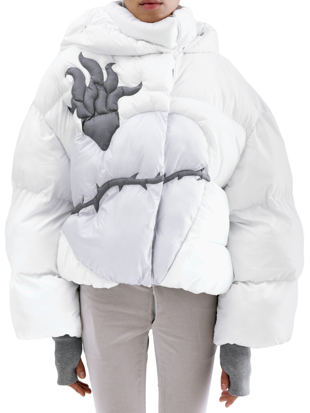 FLAMING HEART PUFFER - WHITE-Clara Colette Miramon-APOC STORE